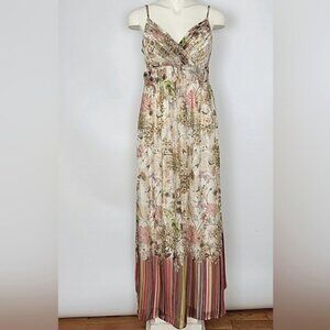 Tristan Women's Maxi Strapless Dress Floral Print Cream Pink Flowy Size 16